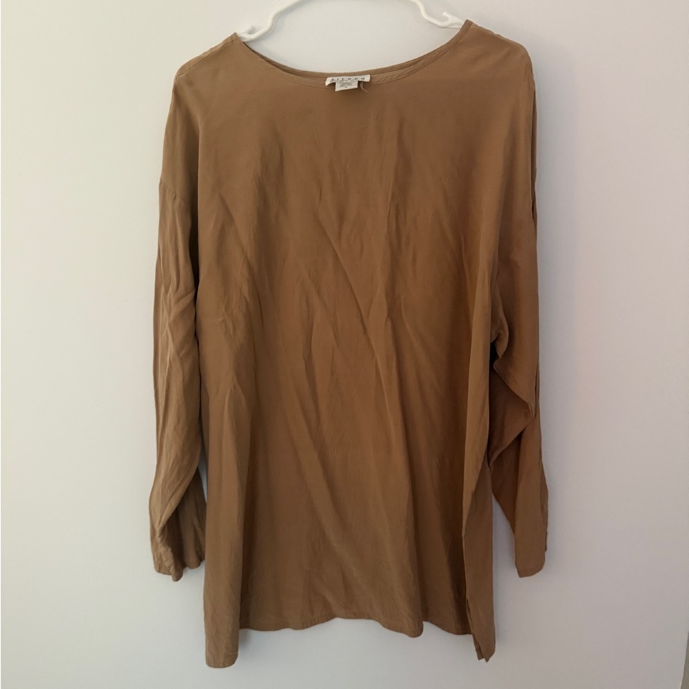 Eileen Fisher Tan Long Sleeve Boxy Tunic